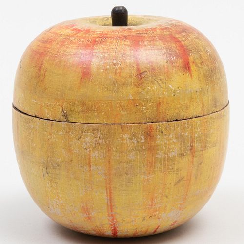 PAINTED WOOD APPLE FORM TEA CADDYUnmarked 4 3bccfb