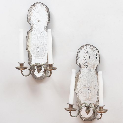 PAIR OF ETCHED MIRRORED AND METAL 3bcd04