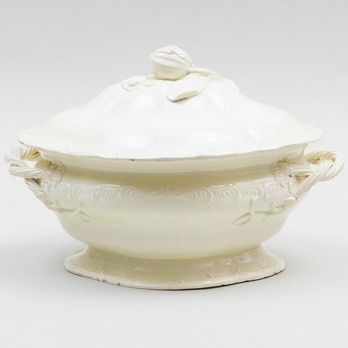 ENGLISH CREAMWARE TUREEN AND COVERUnmarked.

9