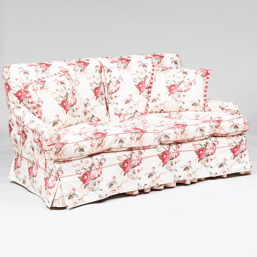 CHINTZ SLIPCOVER UPHOLSTERED TWO