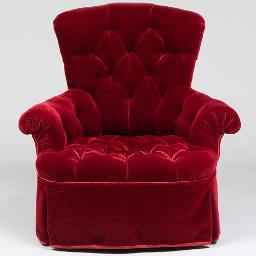 VICTORIAN STYLE RED VELVET TUFTED