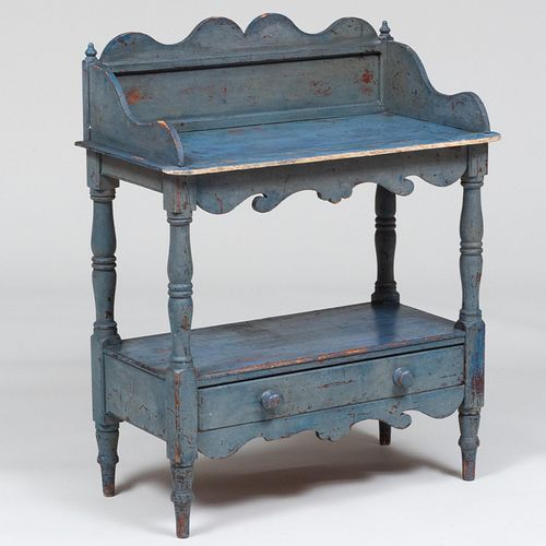 VICTORIAN BLUE PAINTED TABLE36 1/2 x