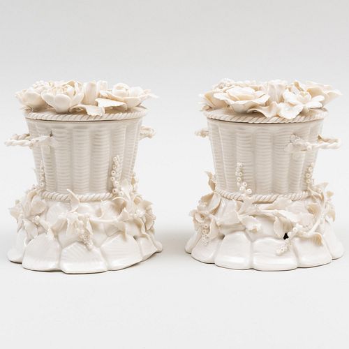 PAIR OF CONTINENTAL PORCELAIN POTPOURRI