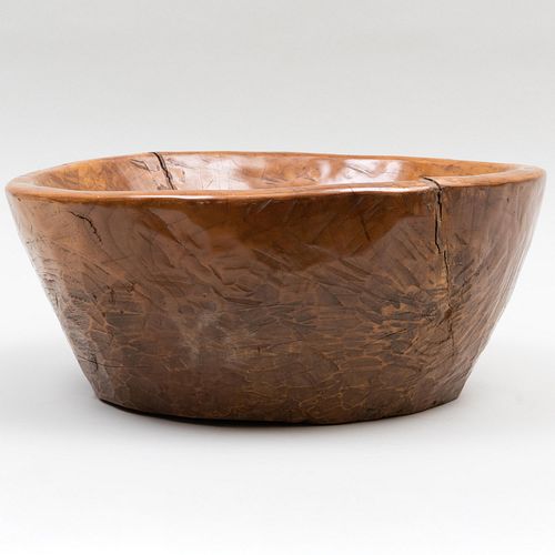 LARGE RUSTIC WOOD BOWL8 x 18 1/4