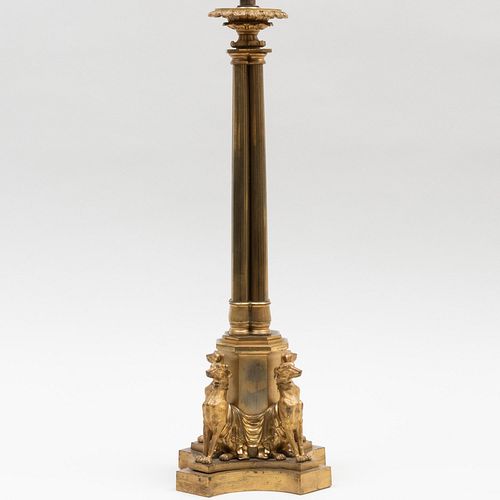 REGENCY GILT BRONZE COLUMNAR LAMP26 3bcde6