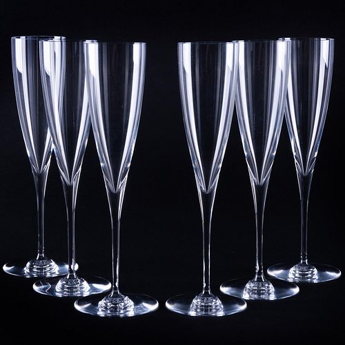 SET OF SIX BACCARAT CHAMPAGNE FLUTESAcid