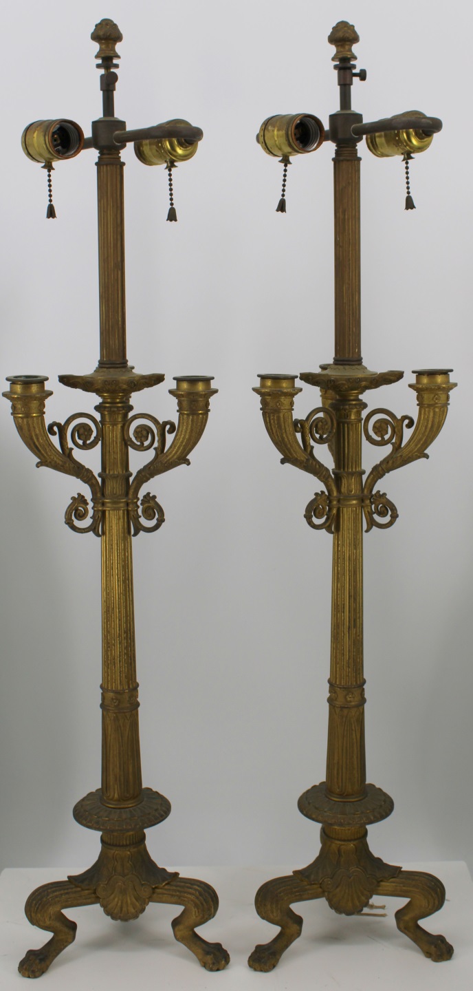 AN ANTIQUE PAIR OF GILT BRONZE