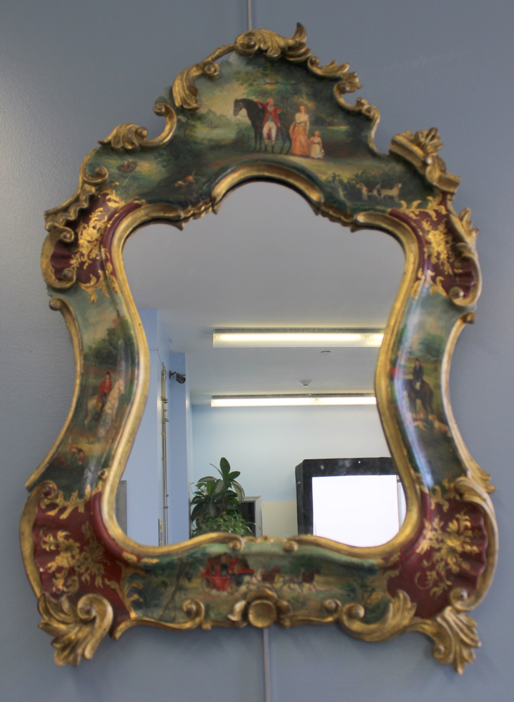 ANTIQUE PAINT AND GILT DECORATED