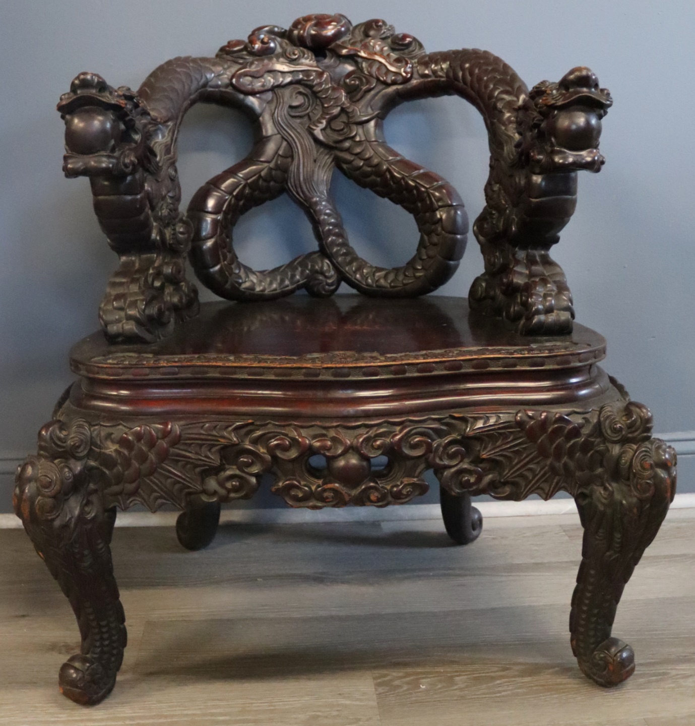 ASIAN HIGHLY CARVED CHAIR WITH 3bcefc