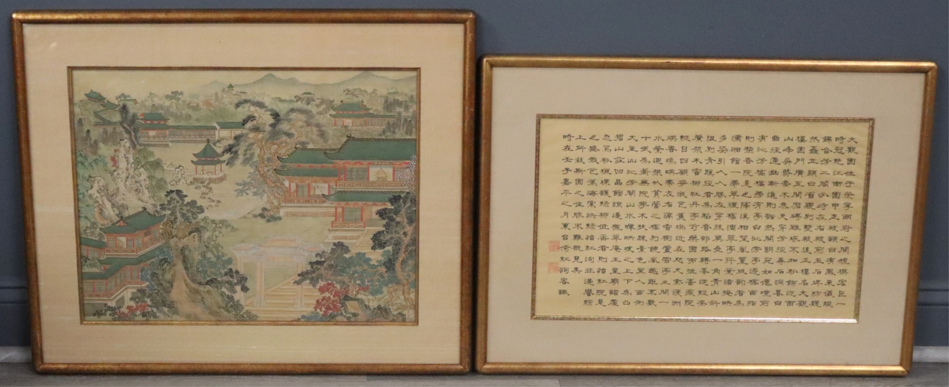 2 PC. CHINESE PAINTING AND CALLIGRAPHY.