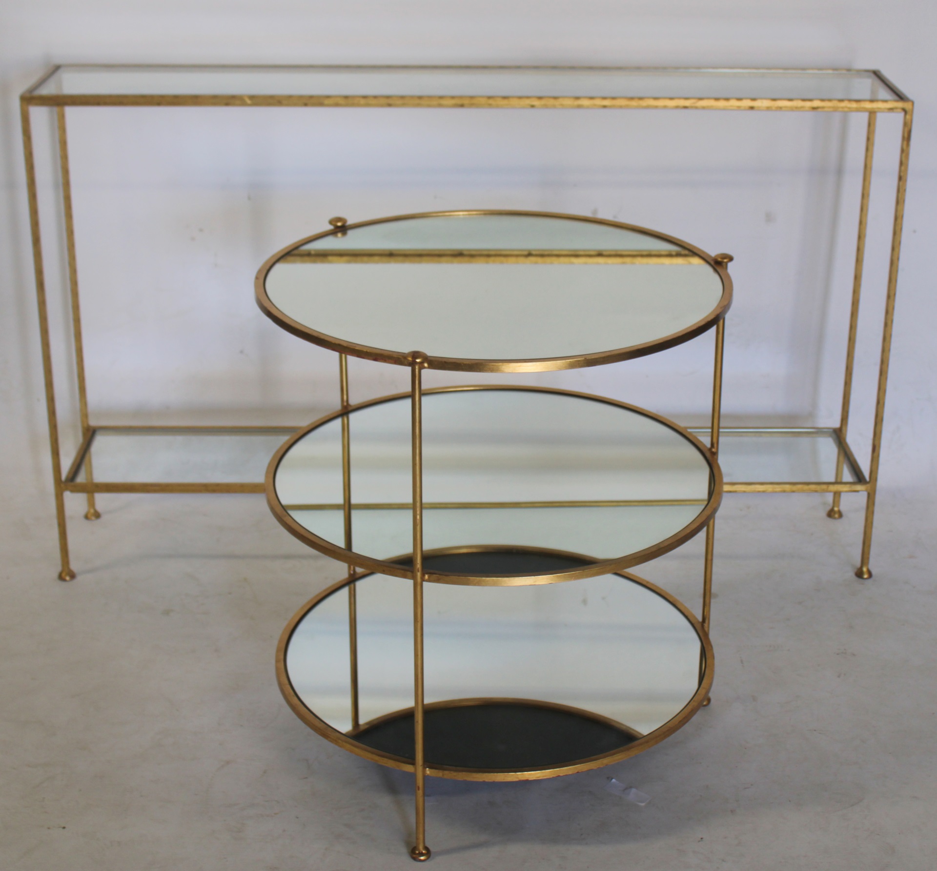 VINTAGE GILT METAL CONSOLE ROUND 3bcf58