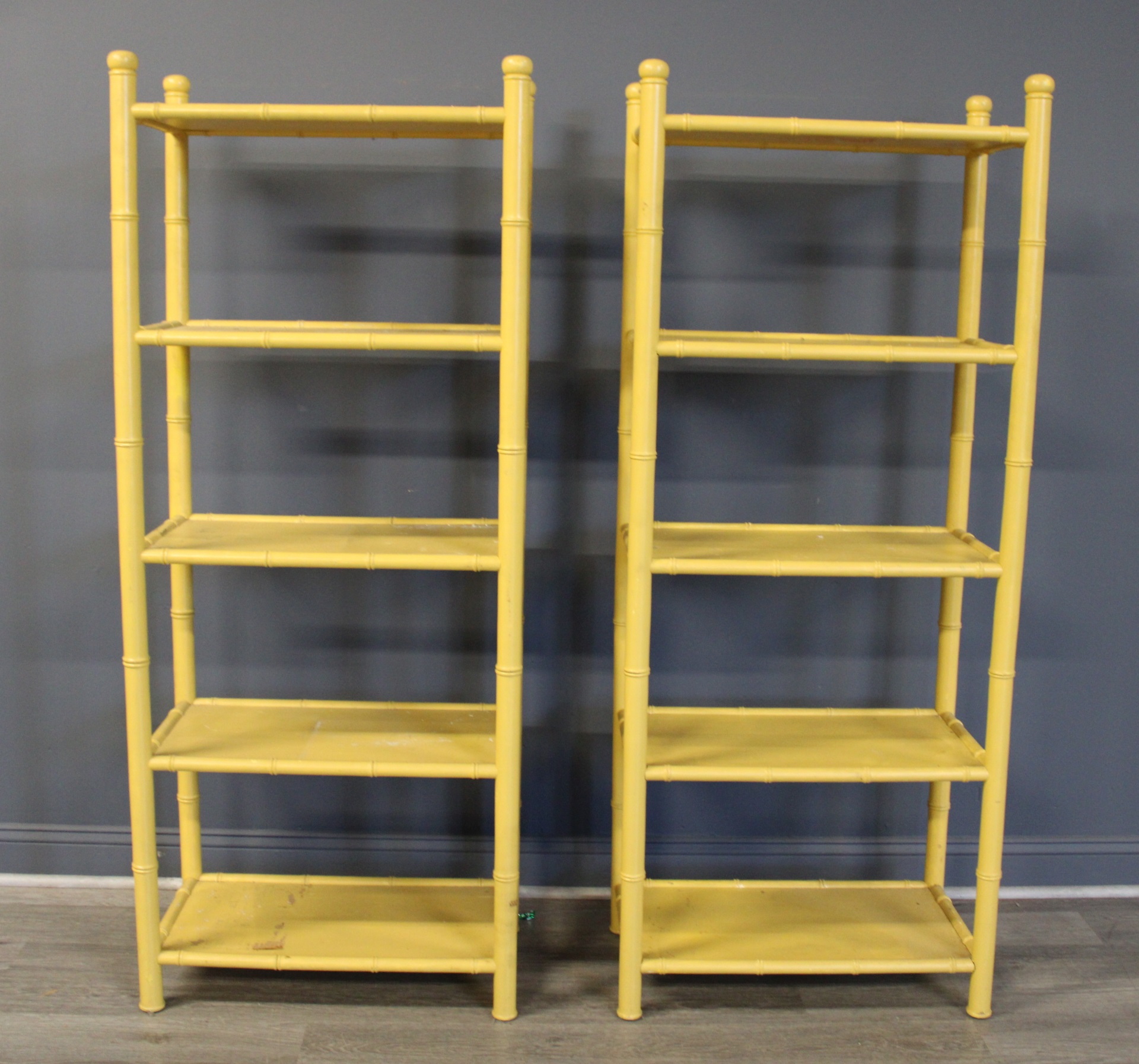 A VINTAGE PAIR OF YELLOW PAINTED 3bcf5b