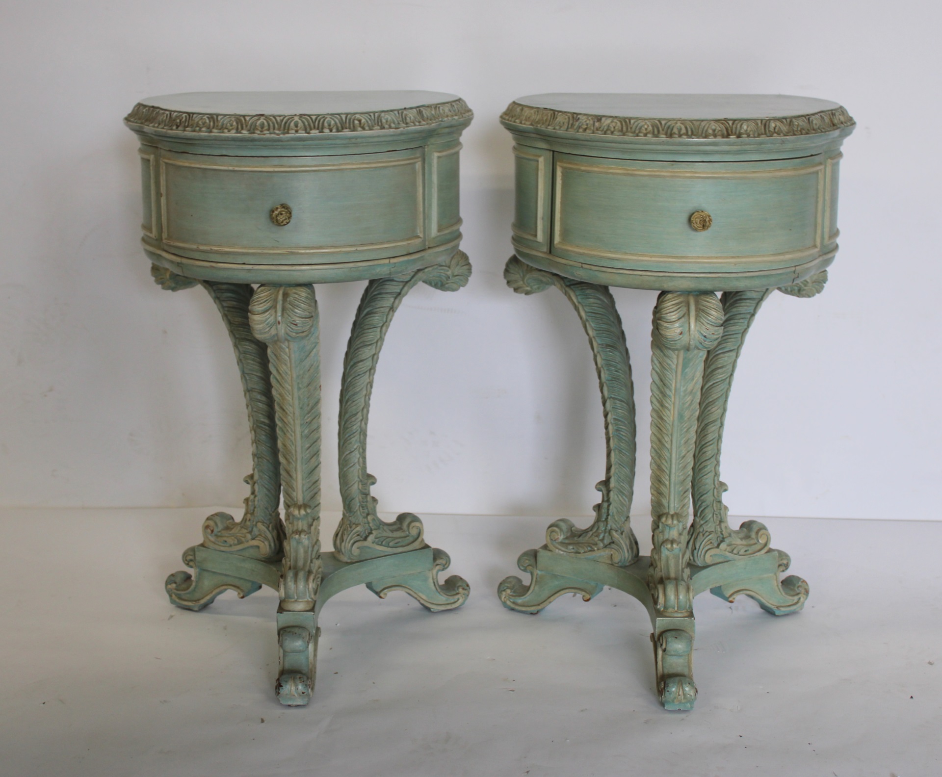 AN ANTIQUE PR OF PAINTED NIGHT STANDS