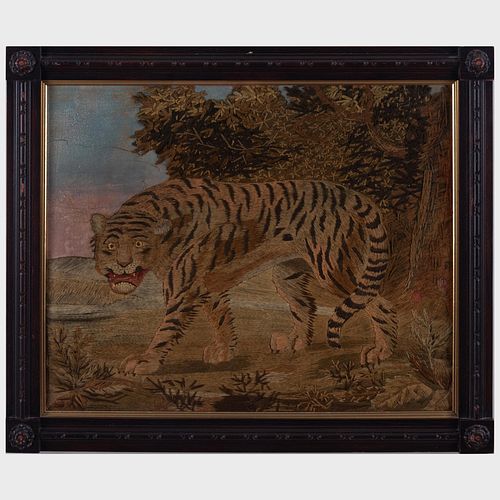 WOOLWORK PICTURE OF A TIGER IN 3bd062