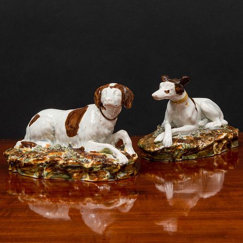 PAIR OF STAFFORDSHIRE PEARL GLAZED