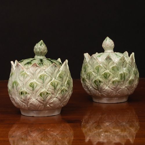 PAIR OF ENGLISH CREAMWARE ARTICHOKE