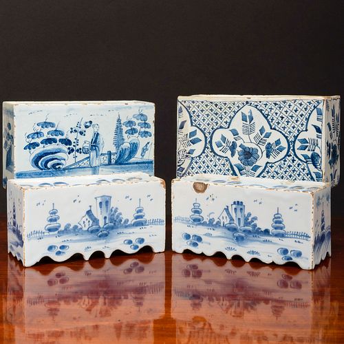 FOUR ENGLISH DELFT FLOWER BRICKSComprising:

A