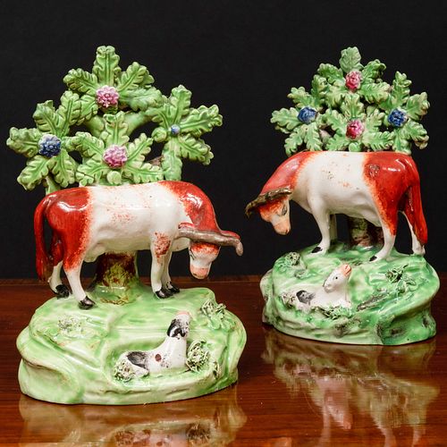 PAIR OF STAFFORDSHIRE EARTHENWARE