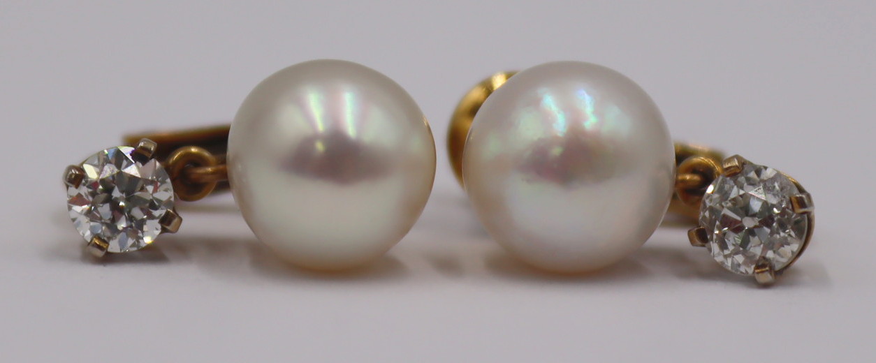 JEWELRY PAIR OF 14KT GOLD PEARL  3baa75