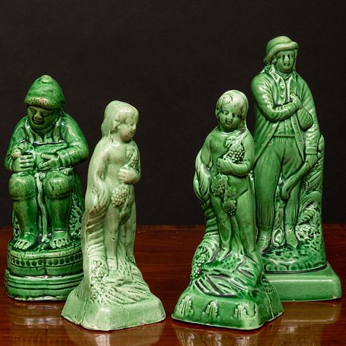 GROUP OF FOUR STAFFORDSHIRE GREEN