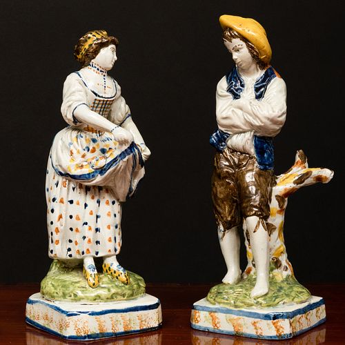 PAIR OF PRATTWARE FIGURES OF CYMON