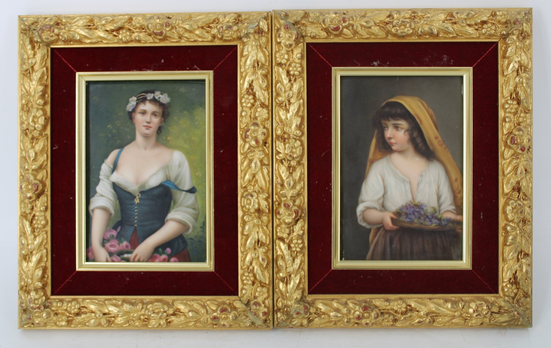 2 FRAMED GERMAN PORCELAIN PLAQUES  3baba2