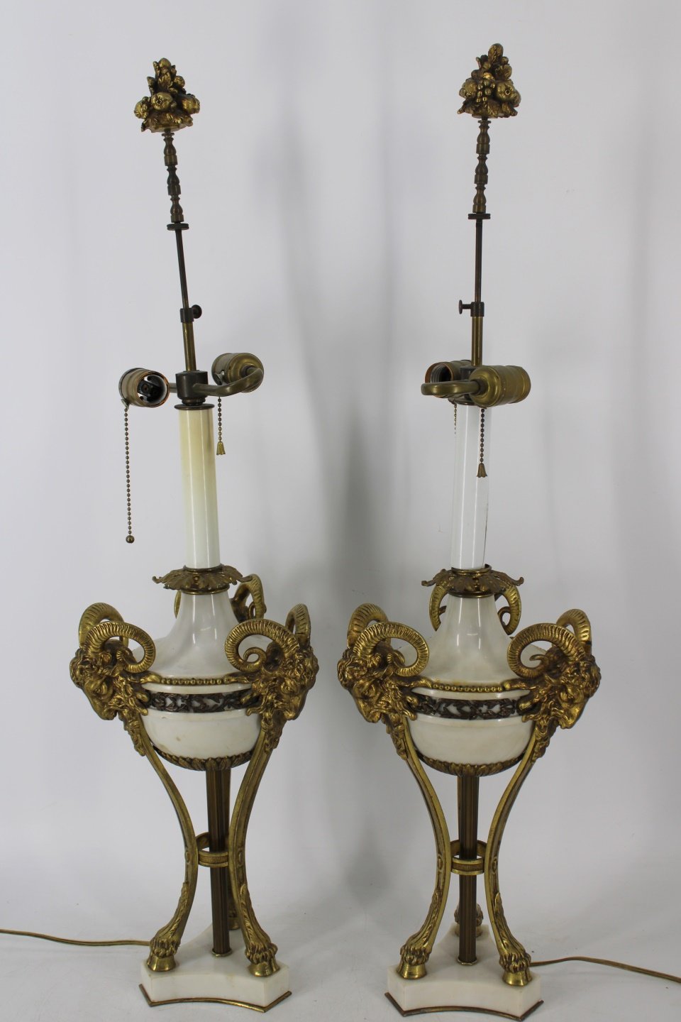 AN ANTIQUE PAIR OF BRONZE MOUNTED