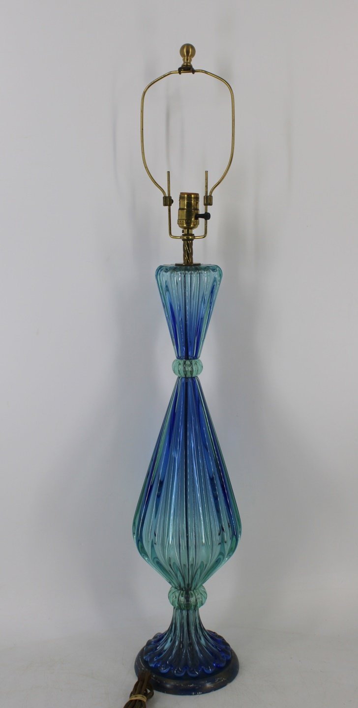 MIDCENTURY BLUE MURANO GLASS LAMP  3babde