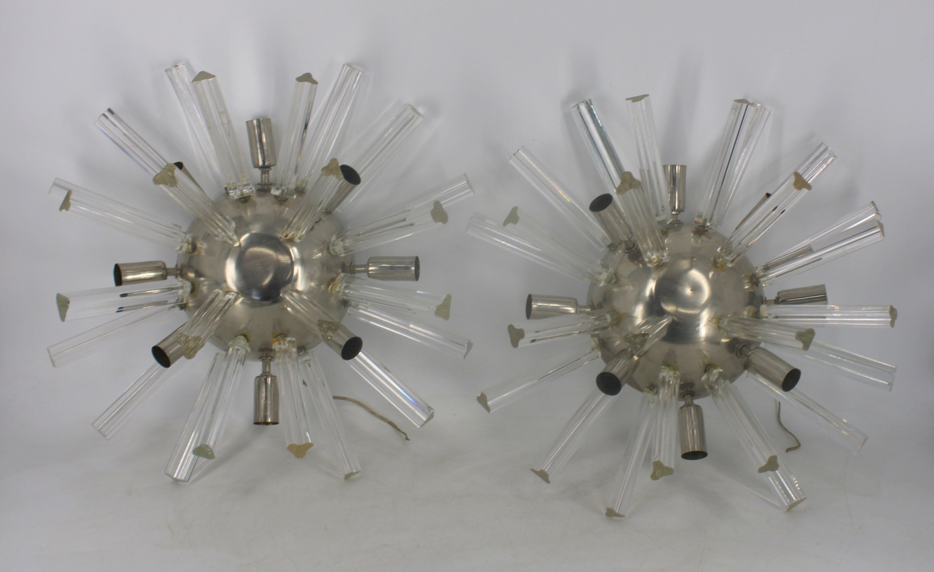 PAIR OF CHROME SPUTNIK STYLE SCONCES.