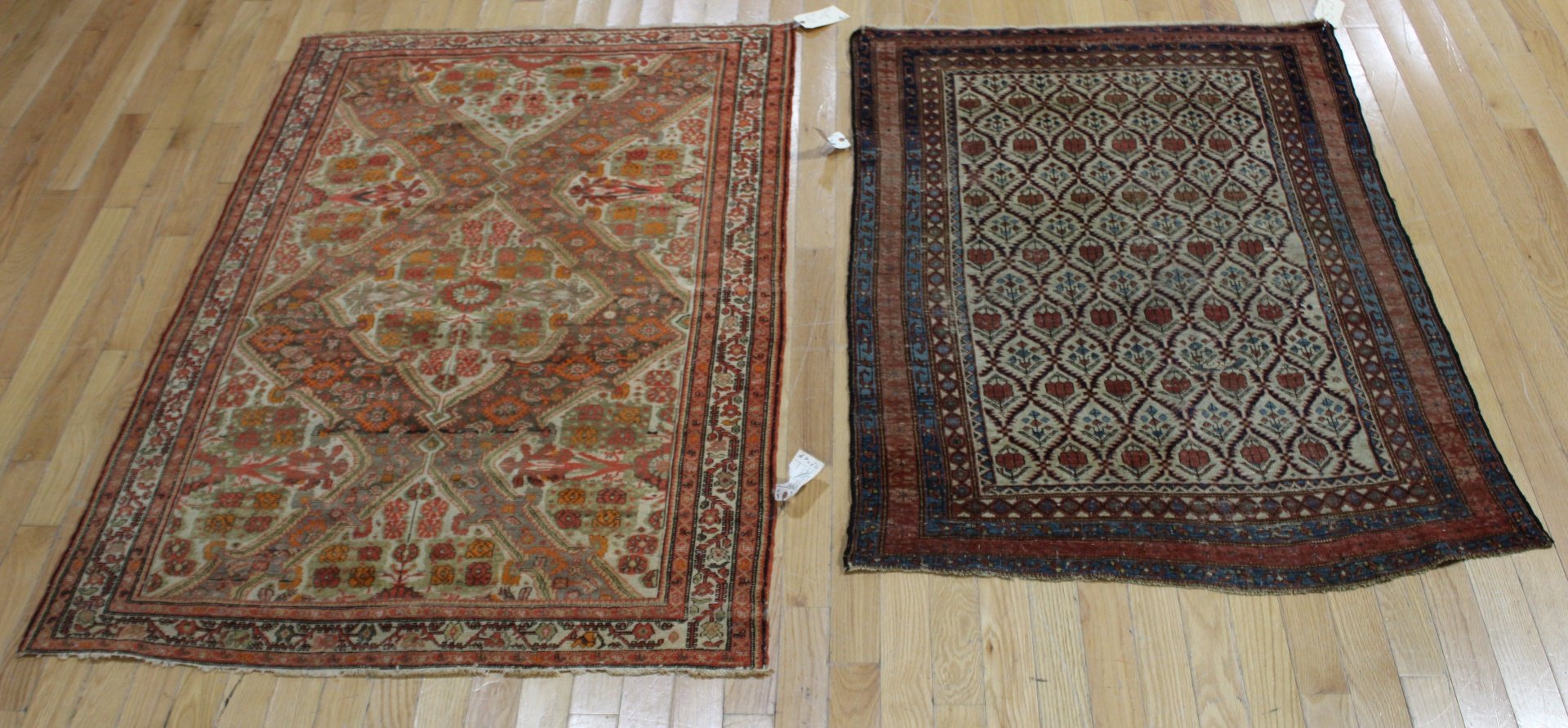 2 ANTIQUE AND FINELY HAND WOVEN