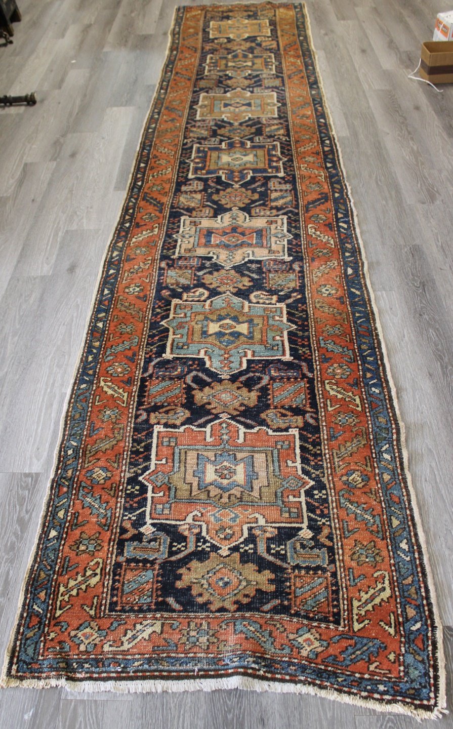 ANTIQUE AND FINELY HAND WOVEN RUNNER.