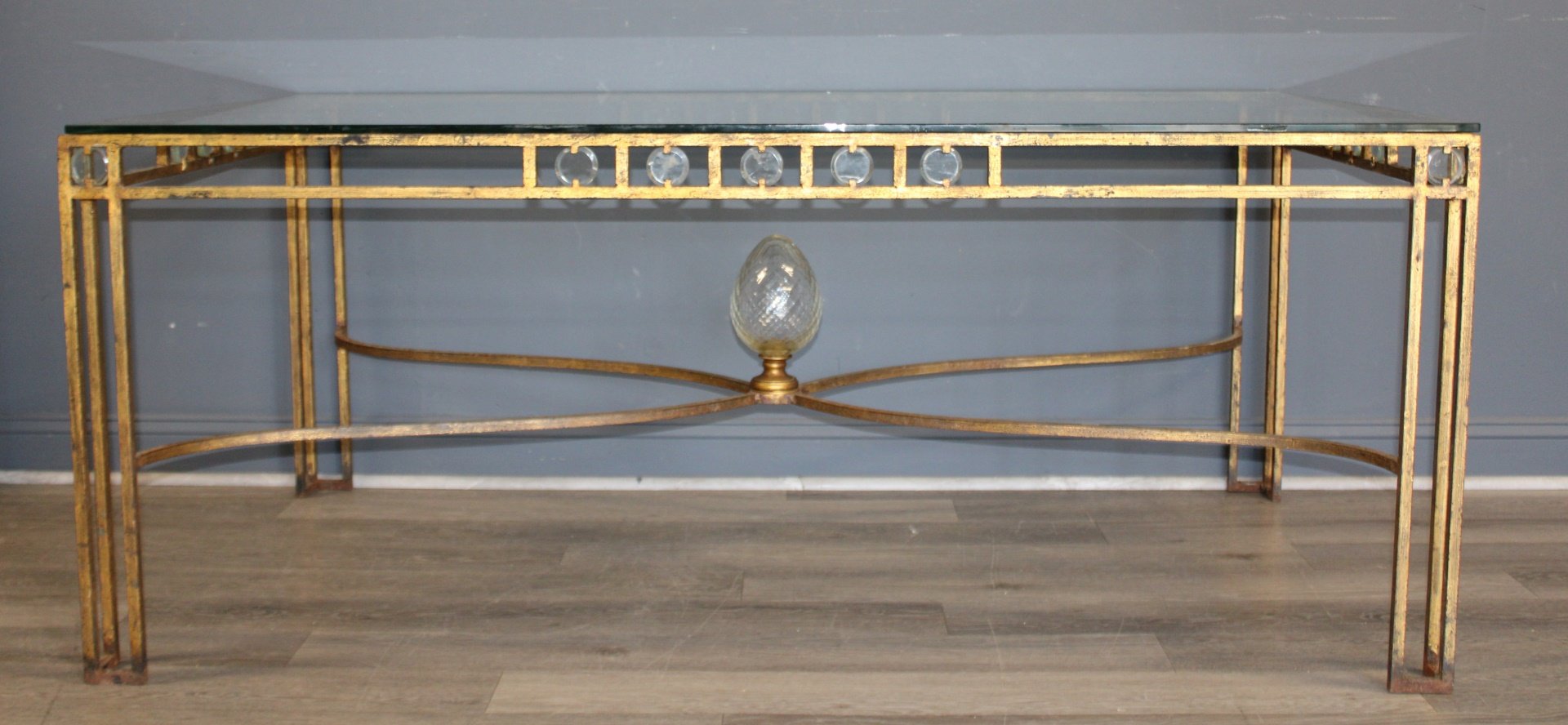MIDCENTURY GILT METAL TABLE WITH