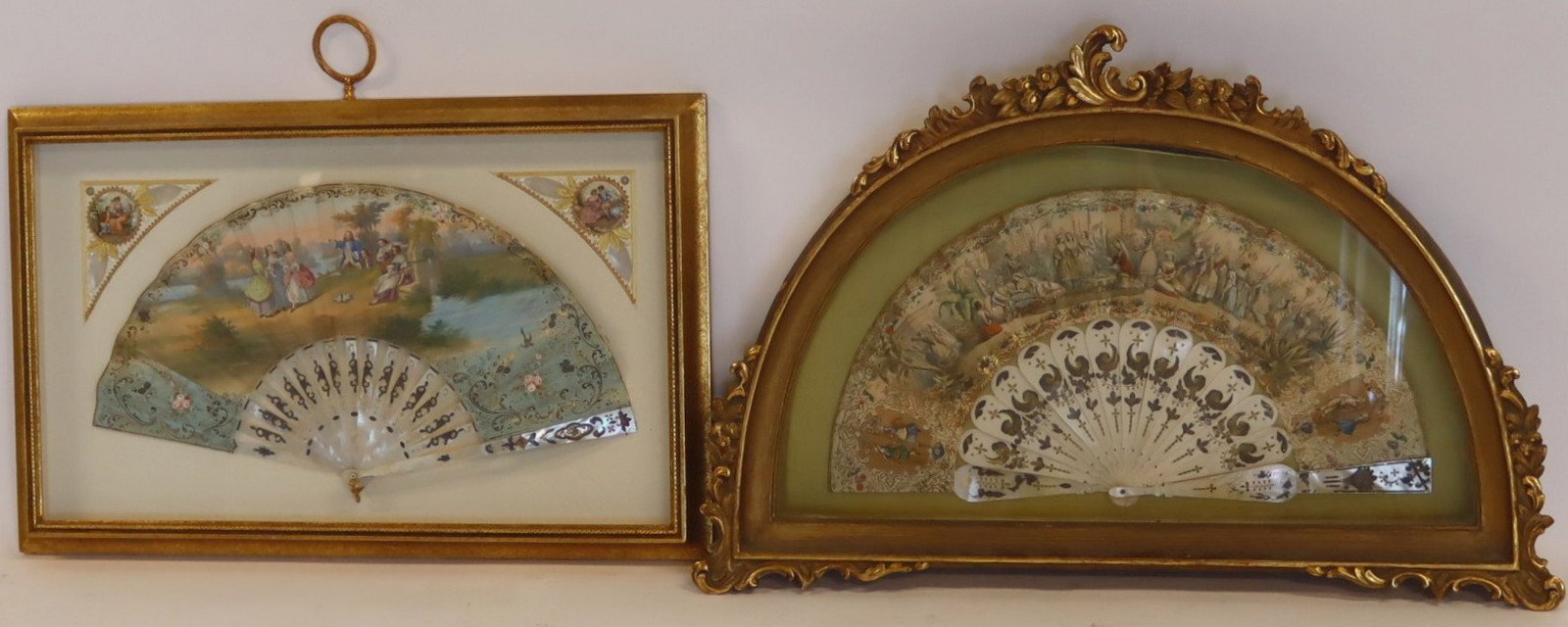  2 ANTIQUE FRAMED PAINT DECORATED 3bac9c