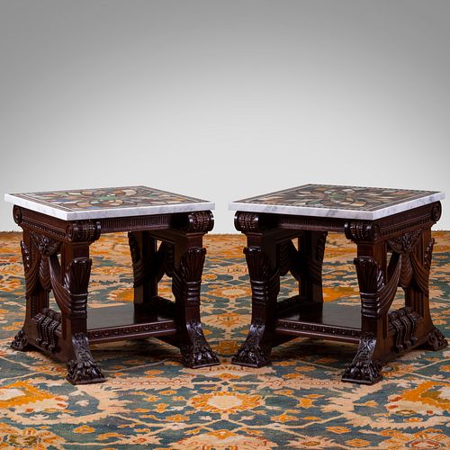 PAIR OF RENAISSANCE REVIVAL STYLE MAHOGANY