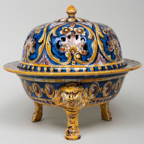 ITALIAN MAJOLICA CENSER AND COVERPainted 3bad53