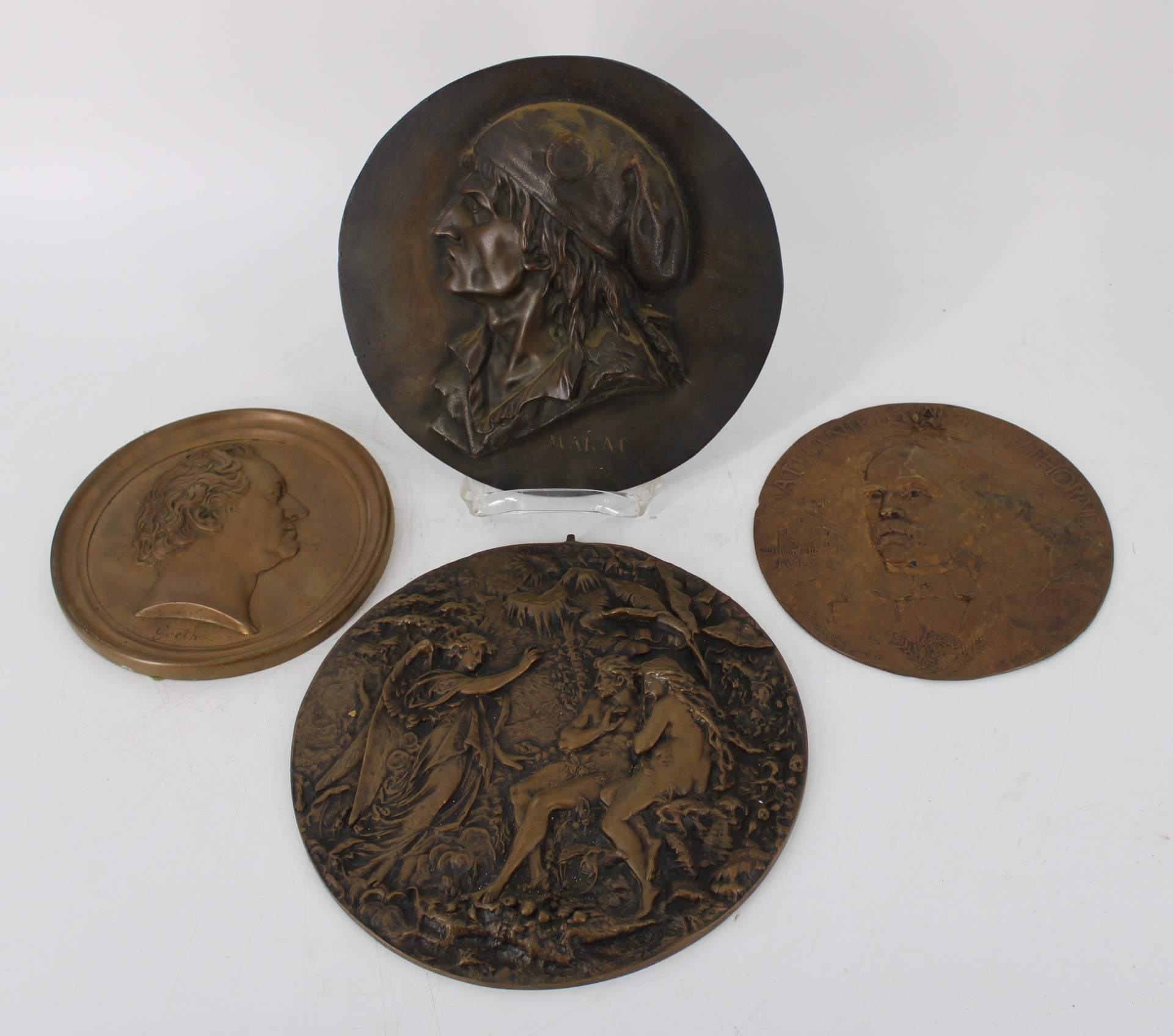 4 ANTIQUE BRONZE RELIEFS. From