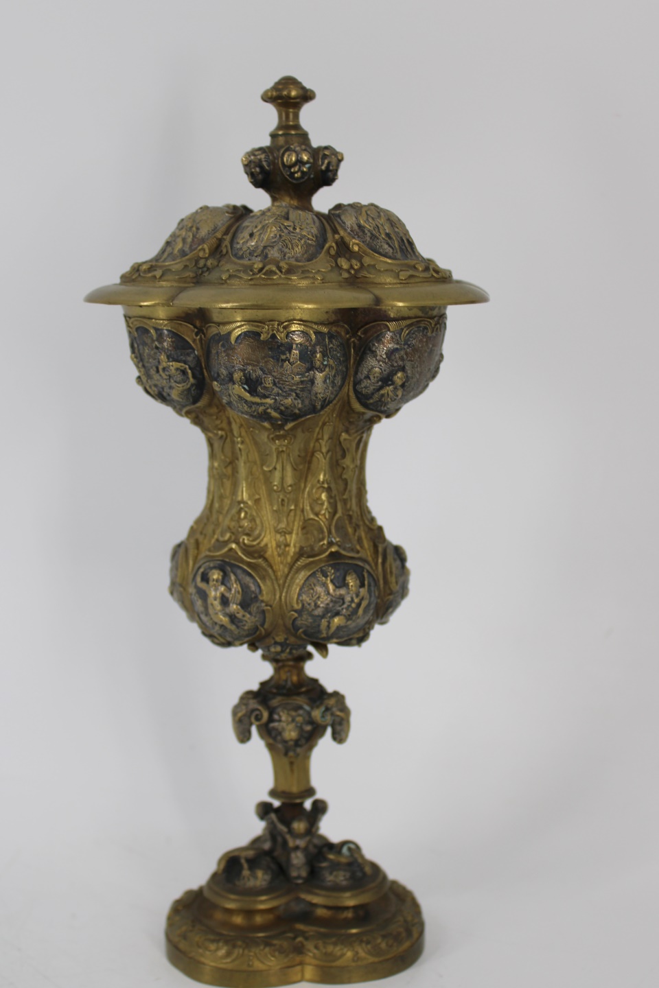 ORNATE SILVER AND GILT BRONZE LIDDED