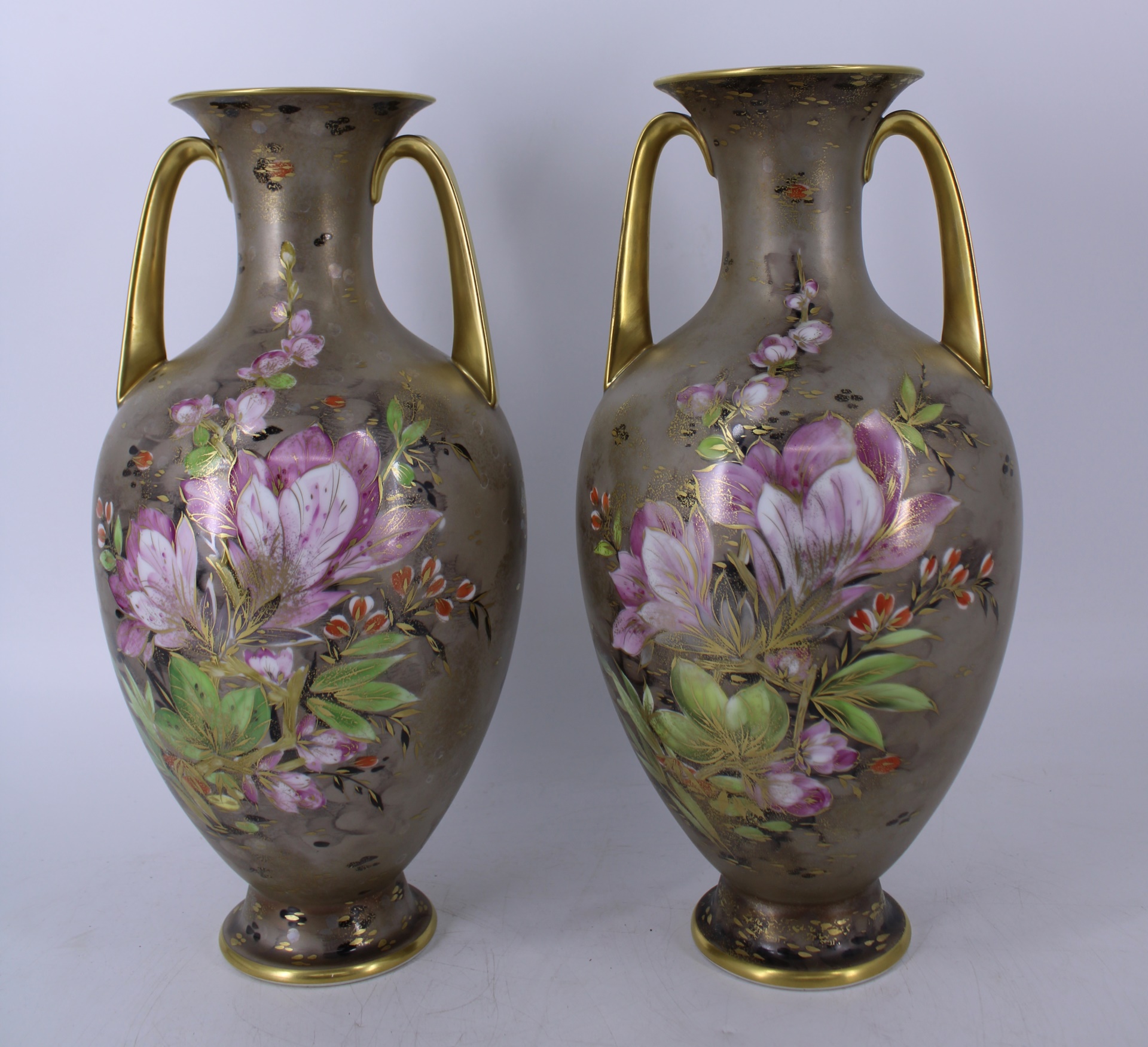 A PAIR OF ROSENTHAL FLORAL DECORATED