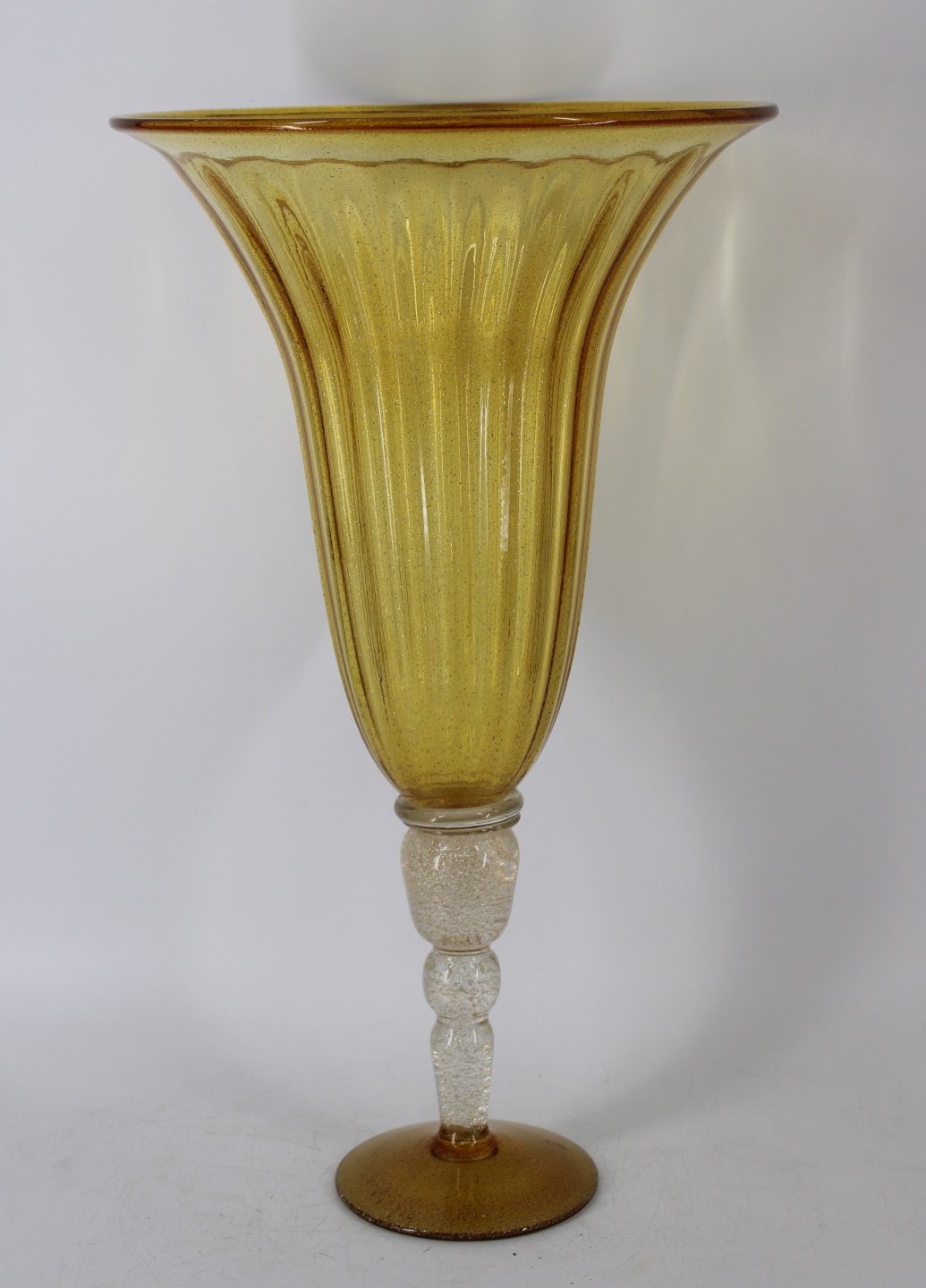 LARGE MURANO GLASS CLEAR TO AMBER 3bae38