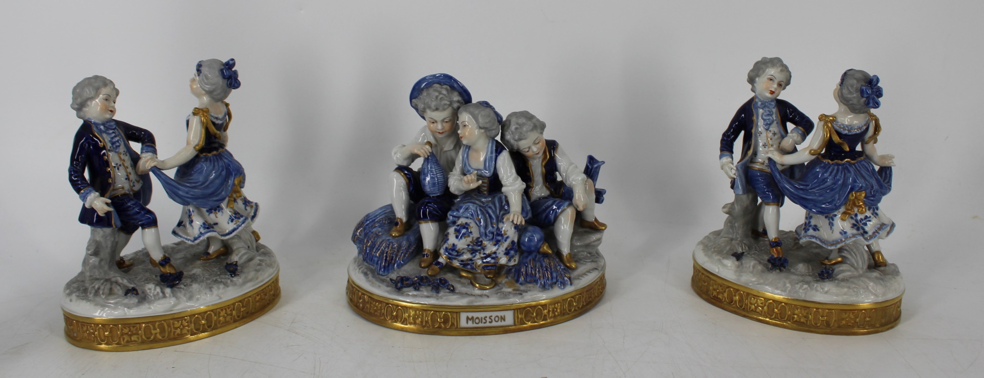 3 NYMPHENBURG BLUE WHITE PORCELAIN 3bae48