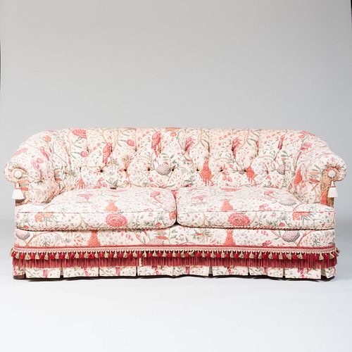 FLORAL LINEN TUFTED UPHOLSTERED 3bae6a