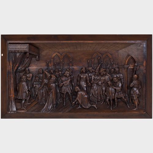 LARGE MEDIEVAL STYLE CARVED WALNUT 3baecb