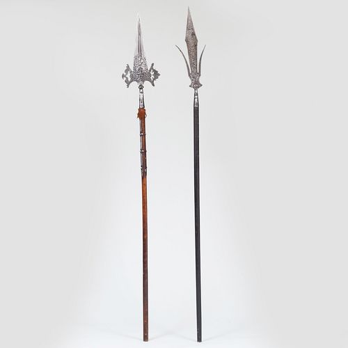 TWO METAL AND WOOD POLEARM HALBERDS6