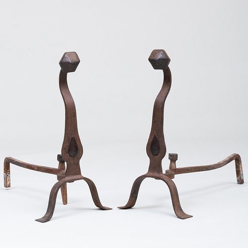 PAIR OF PATINATED-BRONZE ANDIRONS21