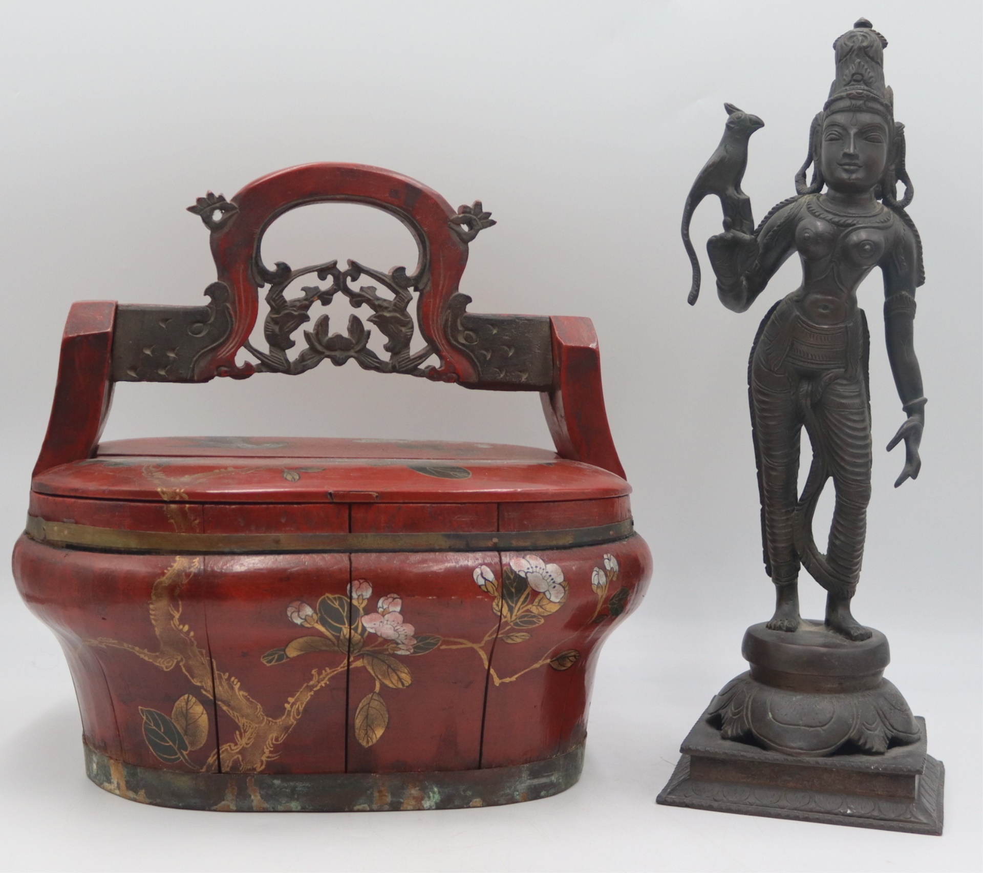 ASIAN GROUPING OF BRONZE AND LACQUERED