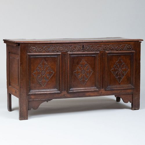 CHARLES II OAK PANELED CHEST29 3baf27