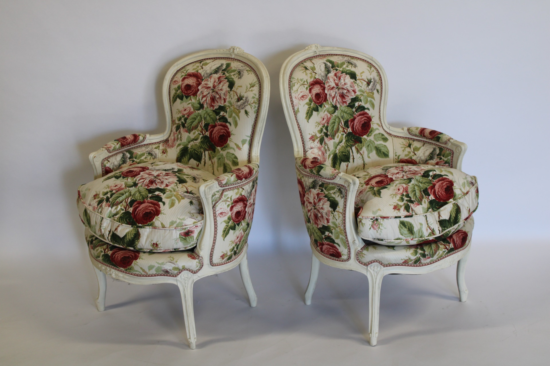 AN ANTIQUE AND WHITE PAINTED PAIR