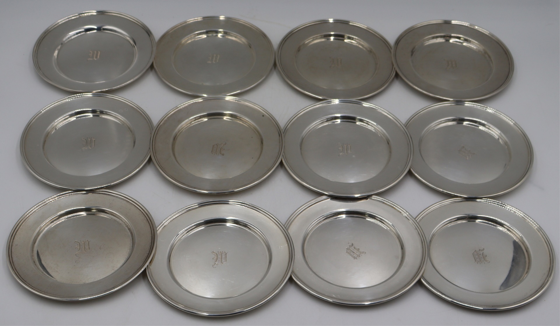STERLING 12 STERLING BREAD PLATES  3bb00d