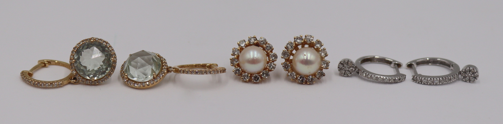 JEWELRY. (3) PAIR OF PETITE 14KT