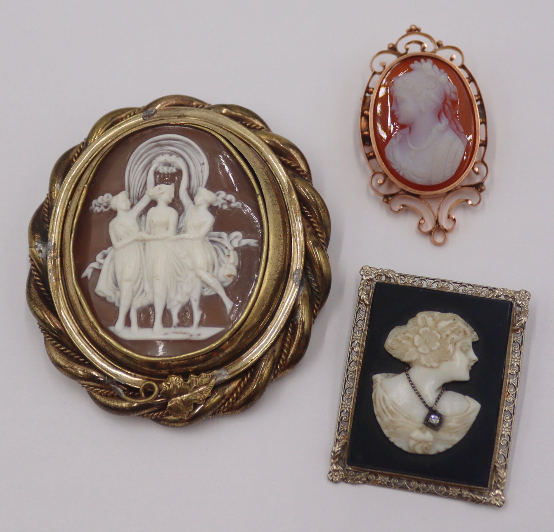 JEWELRY 3 ANTIQUE CARVED CAMEO 3bb07a